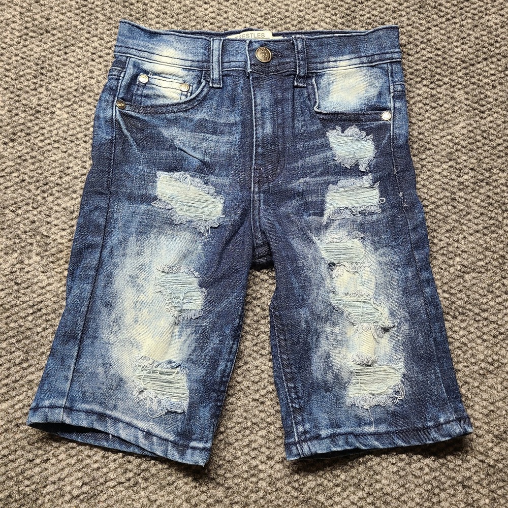 Trestles Supply Co Bermuda Shorts Boys 6 Blue Denim Cotton Stretch Distressed